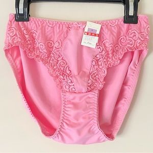 Dayan Intimates Women’s Pink Lace Trim High Cut Panty - M/L - New with Tags